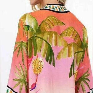 Kimono Farm Rio like new unique size in viscose pink leopard